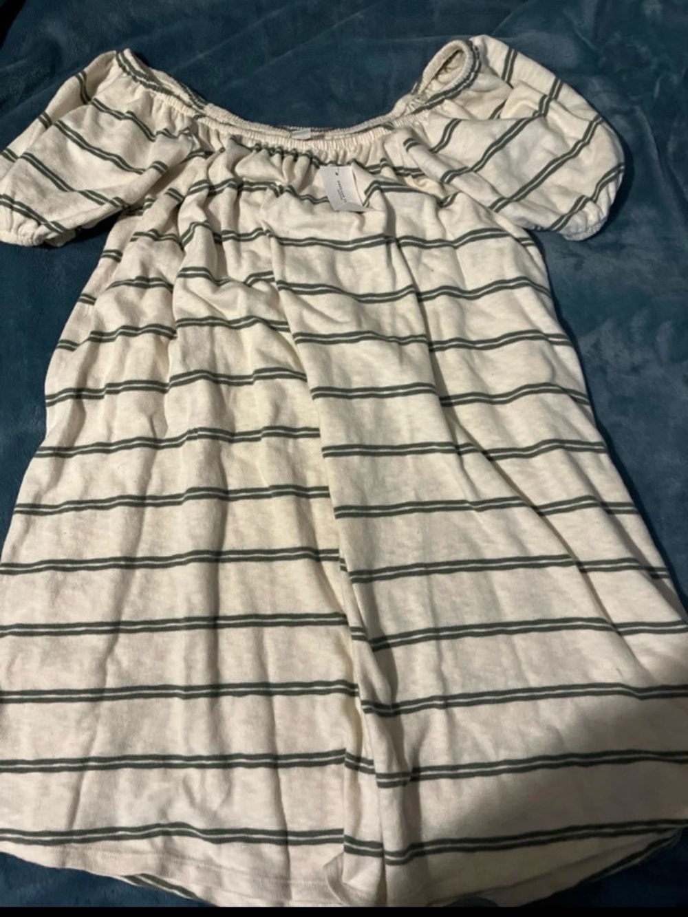 American Eagle Outfitters Cream Dress with Green Stripes